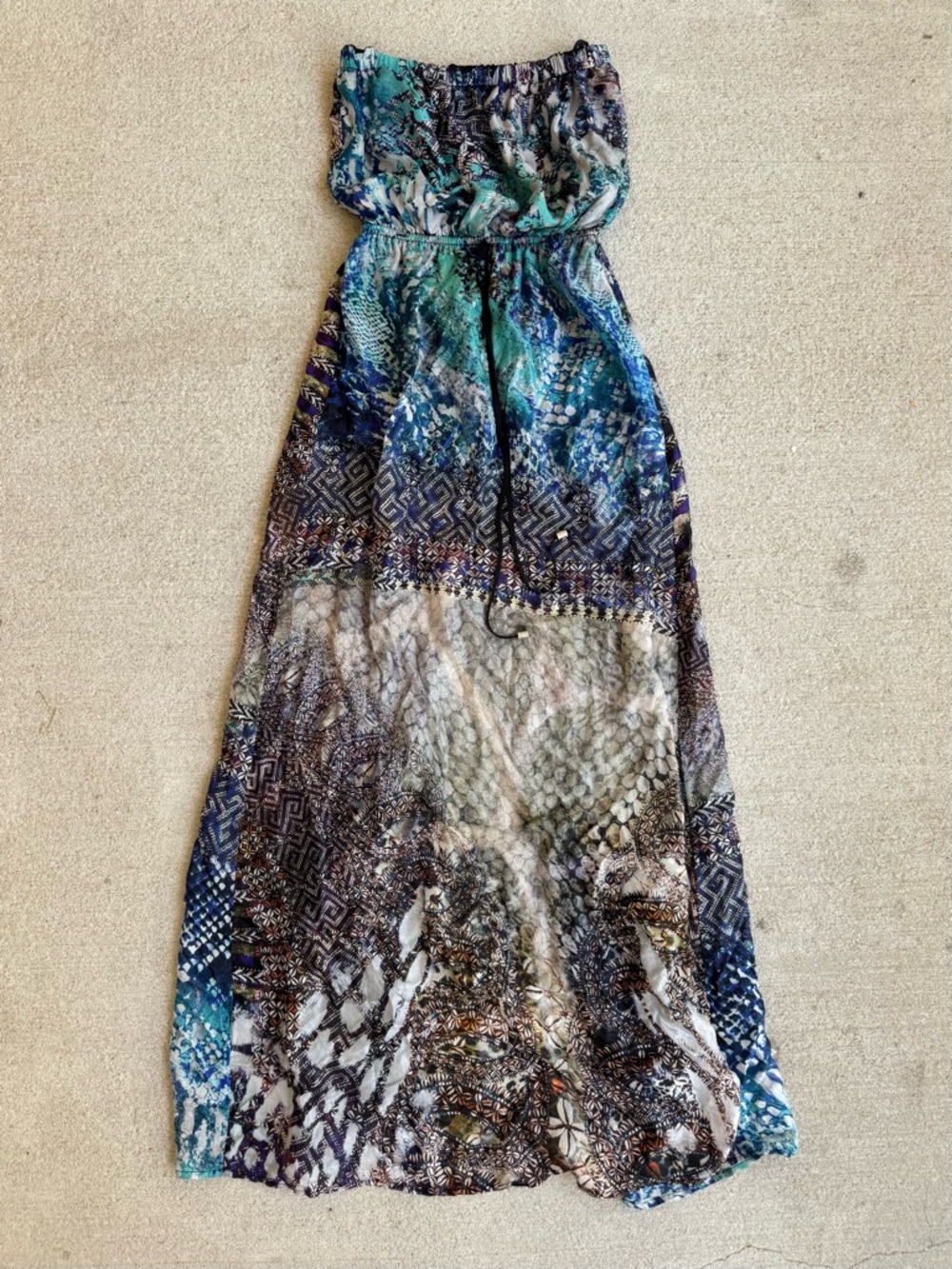 NWT Vintage Y2K 100% Silk Single Strapless Maxi Dress - Picture 2 of 6